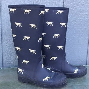 J Crew Navy Boots Hunter Dogs size 8